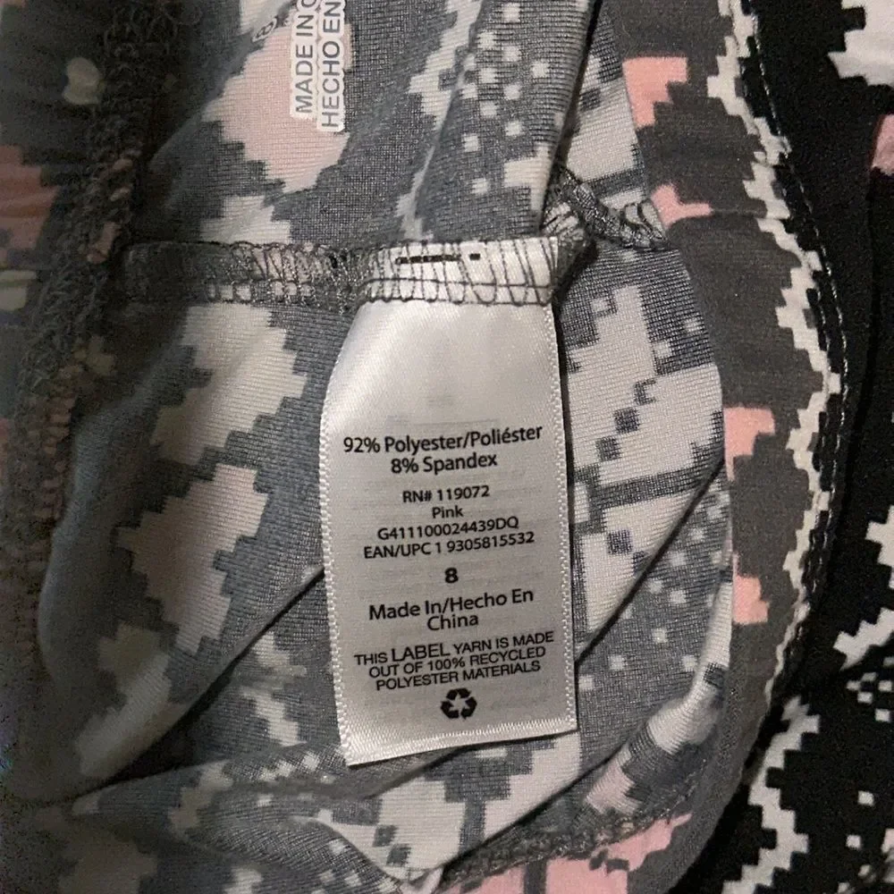 Girls Pink Panda Sweatshirt & Alpine Pattern Leggings Set Size 8 Cute Cozy